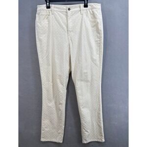 Talbots Pants Womens Sz 14 Velveteen Straight Leg Cream Gold Dot Embellished